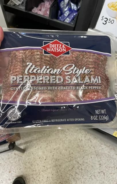 Dietz & Watson Italian Style Peppered Salami Gently Seasoned With Cracked Black Pepper