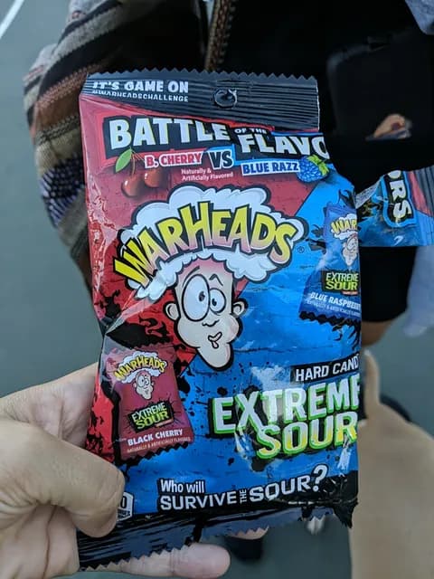 Warheads Extreme Sour Hard Candy Battle Of The Flavors B. Cherry Vs Blue Razz