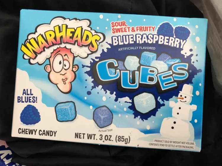 Warheads Sour, Sweet & Fruity Blue Raspberry Cubes Chewy Candy