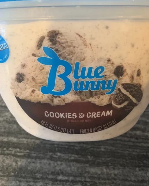 Blue Bunny Cookies & Cream  Dairy Dessert
