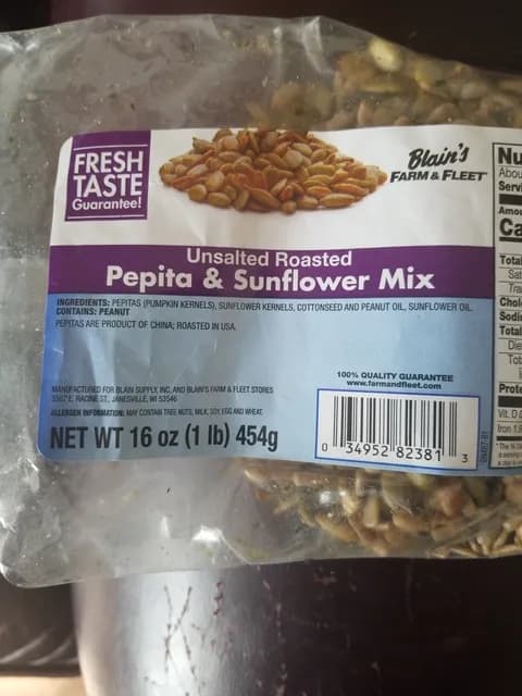 Blain'S Farm & Fleet Unsalted Roasted Pepita & Sunflower Mix