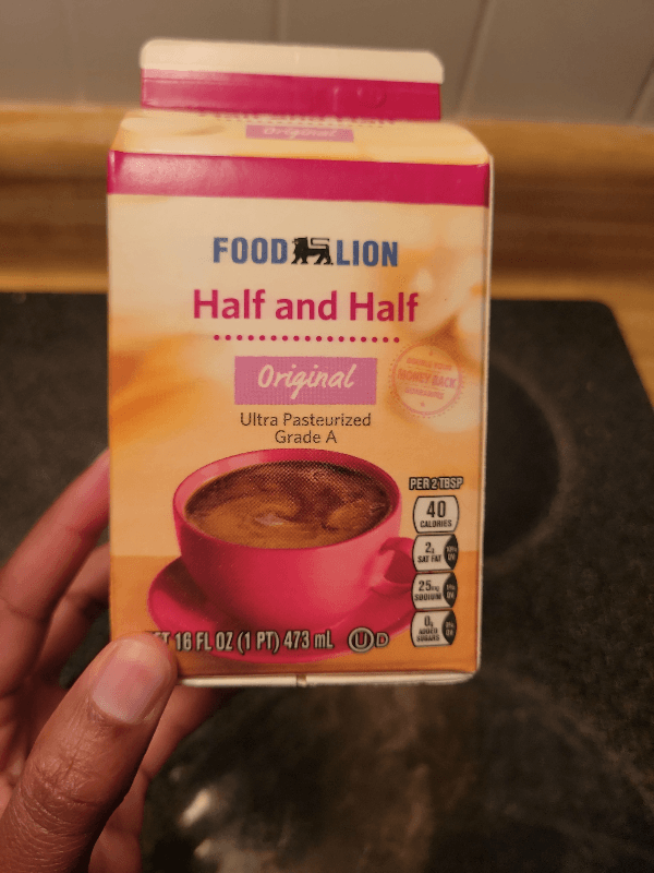 Food Lion Half & Half, Grade A, Ultra-Pasteurized, Original, Brick