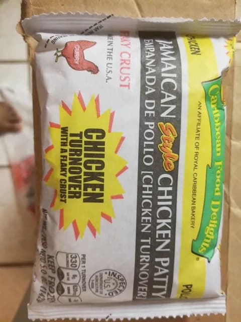 Caribbean Food Delights Jamaican Style Chicken Patty Empanada De Pollo [Chicken Turnover] Flaky Crust