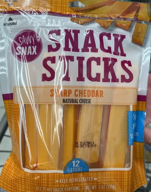 Savvy Snax Snack Sticks Sharp Cheddar Natural Cheese