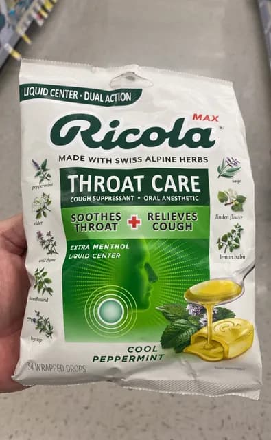 Ricola Max Throat Care Cool Peppermint Wrapped Drops