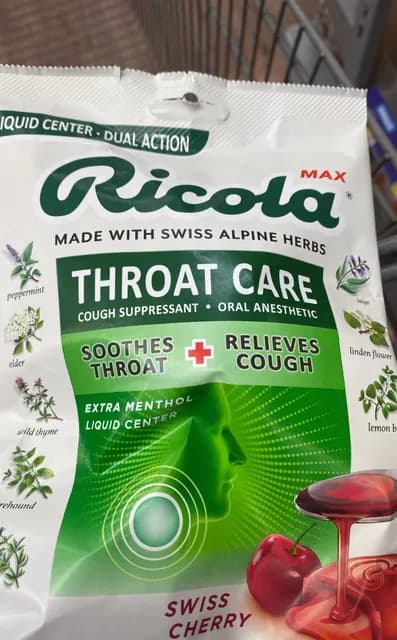 Ricola Max Throat Care Soothes Throat + Relieves Cough Swiss Cherry