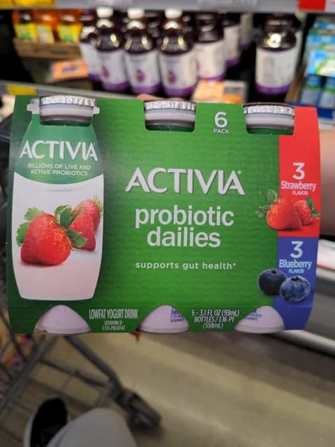 Activia Probiotic Dailies Strawberry Flavor And Blueberry Flavor Lowfat Yogurt Drink