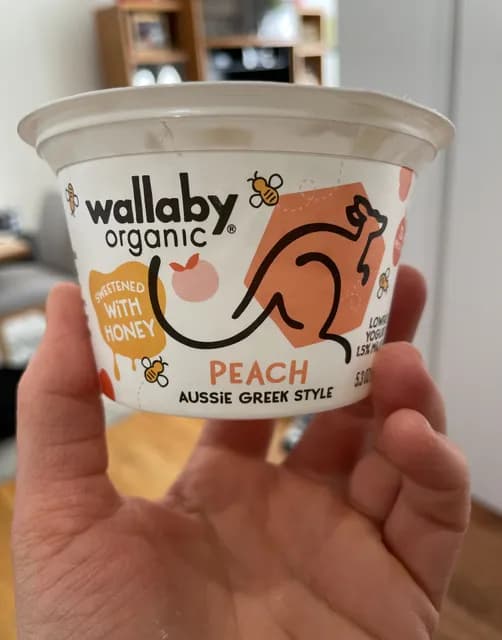 Wallaby Organic Aussie Greek Style Peach Sweetened With Honey