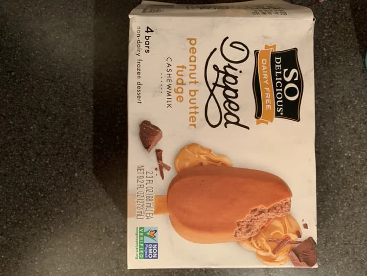 So Delicious Dairy Free Dipped Peanut Butter Fudge Cashewmilk Non-Dairy  Dessert