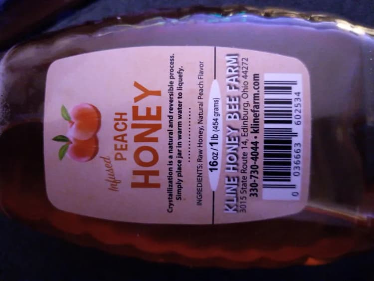 Kline Honey Bee Farm Infused Peach Honey