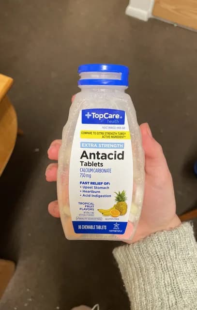 Topcare Health Extra Strength Antacid Tablets Tropical Fruit Flavors