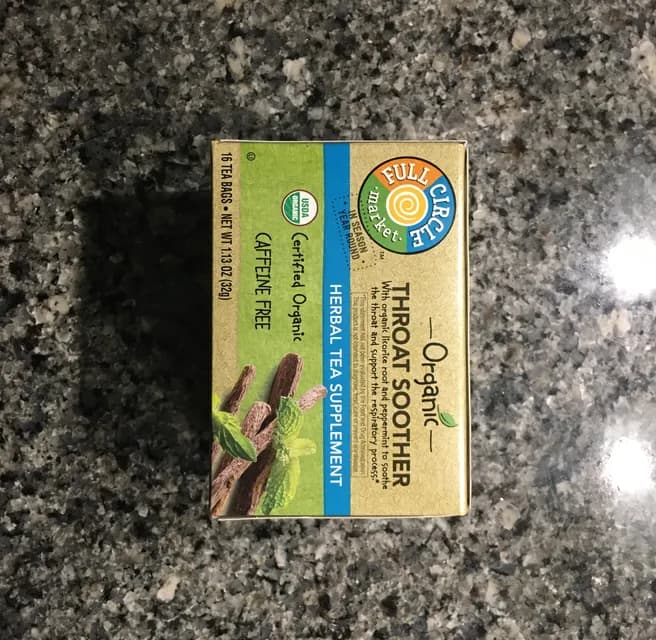 Full Circle Market Throat Soother Herbal Tea Supplement