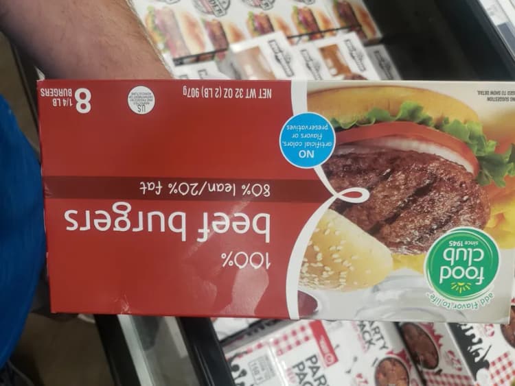 Food Club 100% Beef Burgers 80% Lean/20% Fat
