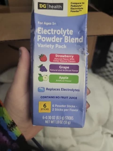 Dg Health Strawberry Grape Apple Variety Pack Electrolyte Powder Blend