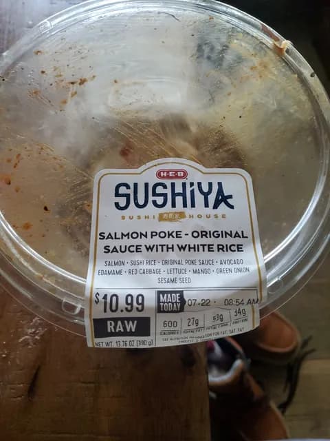 H-E-B Sushiya Salmon Poke - Original Sauce With White Rice
