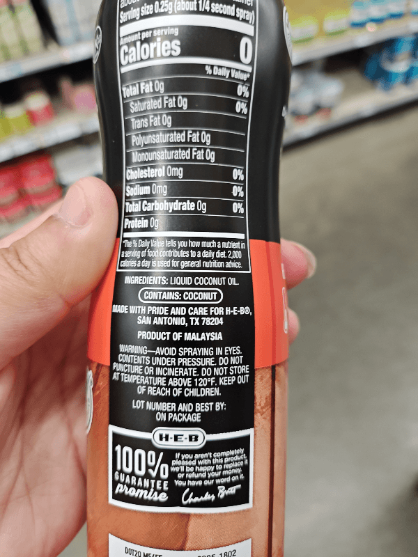 H-E-B No Stick Coconut Oil Spray