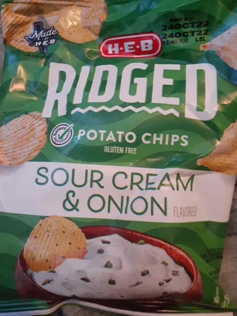 H-E-B Select Ingredients Gluten Free Ridged Sour Cream & Onion Potato Chips