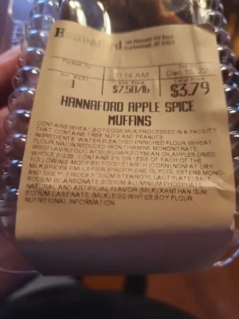 Hannaford Apple Spice Muffins