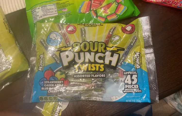 Sour Punch Twists Assorted Flavors Strawberry, Green Apple, Blue Raspberry, Cherry