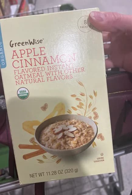 Greenwise Organic Apple Cinnamon Flavored Instant Oatmeal