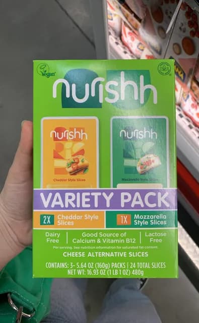 Nurishh Variety Pack Cheddar Style Mozzarella Style Cheese Alternative