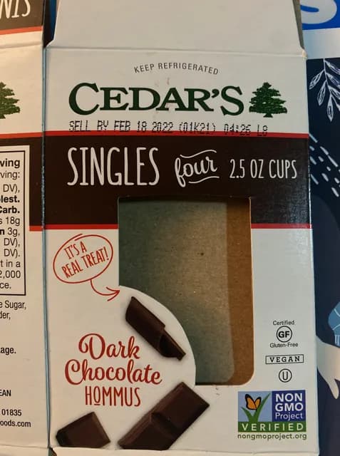 Cedar'S Singles Dark Chocolate Hommus