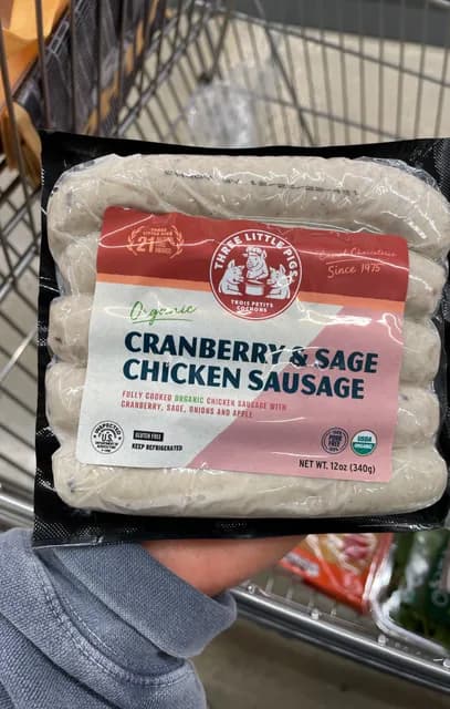 Three Little Pigs Organic Cranberry & Sage Chicken Sausage