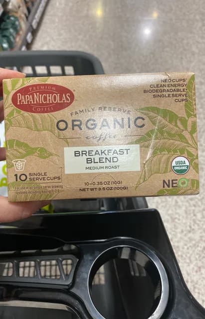 Papanicholas Coffee Breakfast Blend Medium Roast Organic Coffee