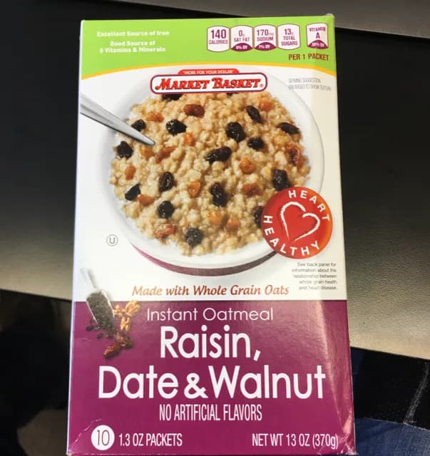 Market Basket Raisin, Date & Walnut Instant Oatmeal