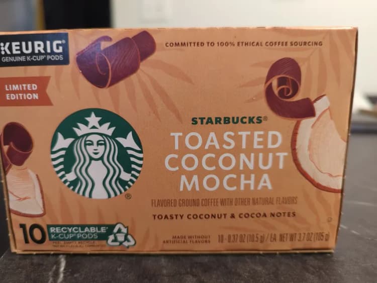Starbucks Genuine K-Cup Pods, Toasted Coconut Mocha Toasty Coconut & Cocoa Notes