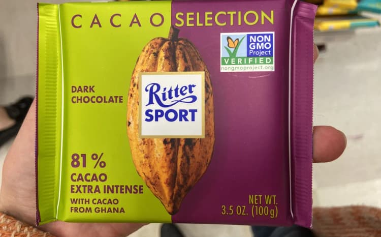 Ritter Sport Cacao Selection 81% Cacao Extra Intense Dark Chocolate