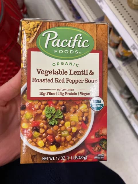 Pacific Foods Organic Vegetable Lentil & Roasted Red Pepper Soup