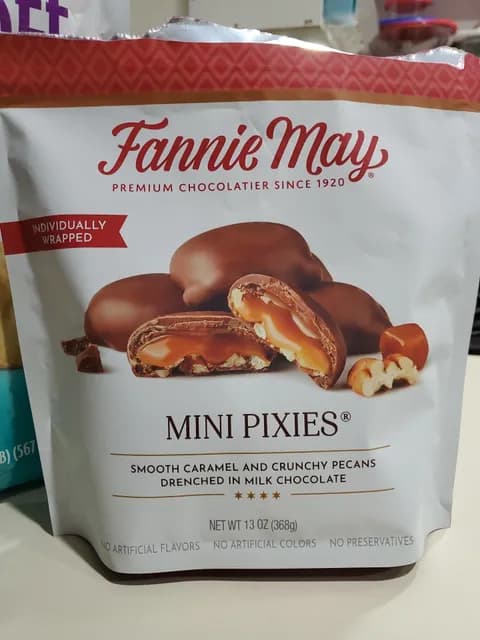 Fannie May Mini Pixies Smooth Caramel And Crunchy Pecans Drenched In Milk Chocolate