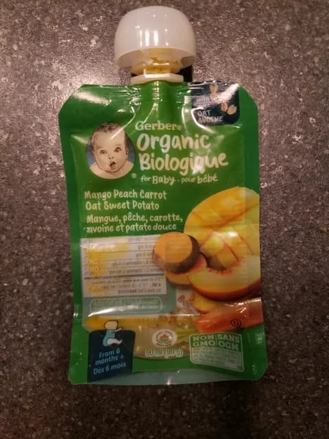 Gerber Organic Mango Peach Carrot Oat Sweet Potato
