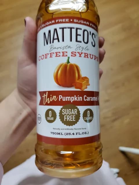 Matteo'S Sugar Free Barista Style Coffee Syrups Thin Pumpkin Caramel