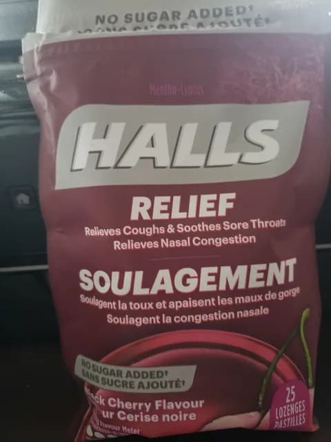 Halls Mentho-Lyptus Black Cherry Flavor Cough Relief 25 Lozenges