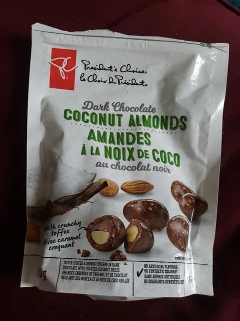 President'S Choice Dark Chocolate Coconut Almonds