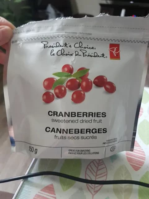 President'S Choice Sweetened Dried Fruit Cranberries