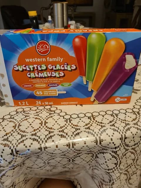 Western Family Creamy Popsicles, Cherry, Orange, Raisin And Lime Flavors