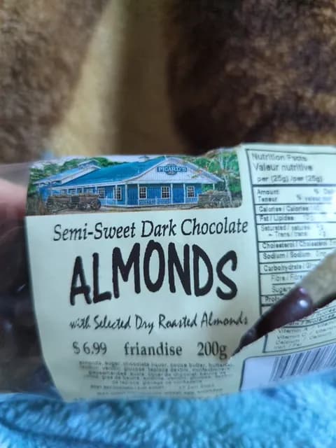 J.D. Picard'S Semi-Sweet Dark Chocolate Almonds