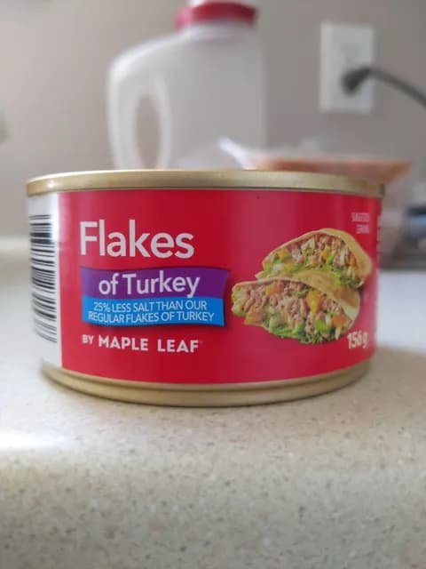 Maple Leaf Flakes Of Turkey 25% Less Salt Than Our Regular Flakes Of Turkey