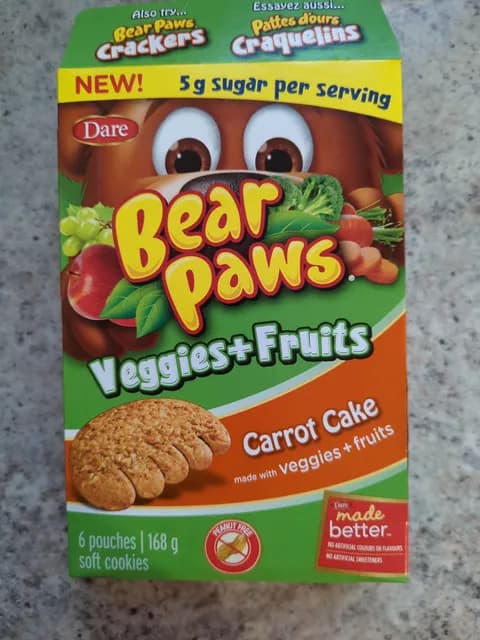 Dare Bear Paws Veggies + Fruits Carrot Cake Soft Cookies