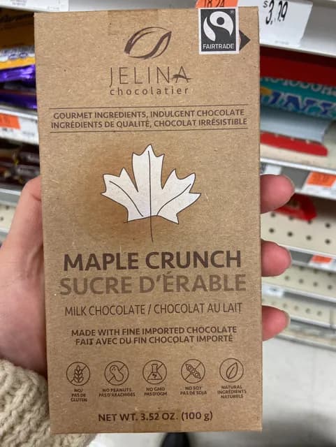 Jelina Chocolatier Maple Crunch Milk Chocolate