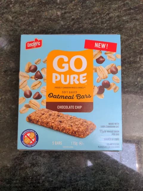 Leclerc Go Pure Oatmeal Bars Soft Baked Chocolate Chip