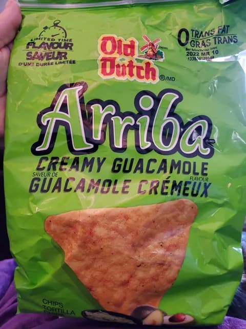 Old Dutch Arriba Creamy Guacamole Flavour Tortilla Chips
