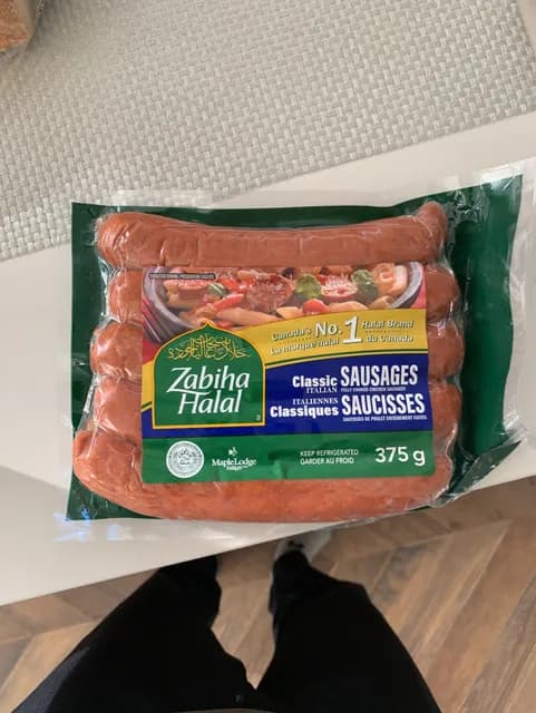 Zabiha Halal Fully Cooked Classic Italian Chicken Sausages