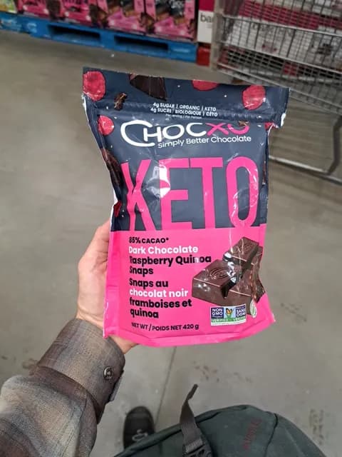 Chocxo Keto Dark Chocolate Raspberry Quinoa Snaps