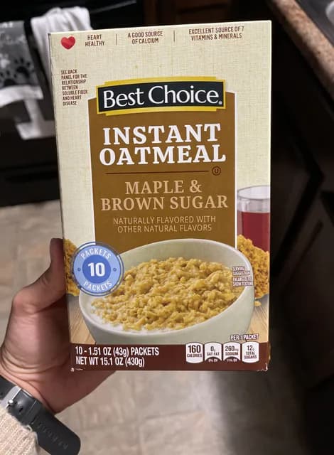 Best Choice Instant Oatmeal, Maple & Brown Sugar Flavor