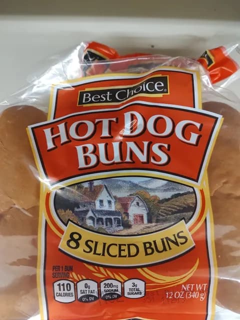 Best Choice Hot Dog Buns, 8 Sliced Buns