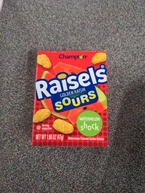 Champion Raisels Golden Raisin Sours Watermelon Shock